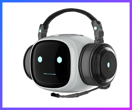 Headphones and chatbot avatar icon for AI social listening